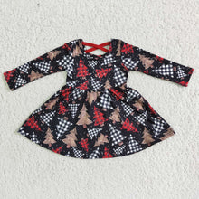 Load image into Gallery viewer, Leopard plaid Christmas baby girls twirl dresses