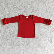 Load image into Gallery viewer, Red cotton icing ruffle top girls shirt