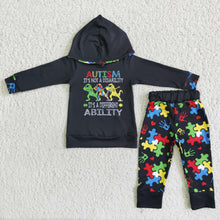 Load image into Gallery viewer, Autism is not a disability it's a different ability boy hoodie set