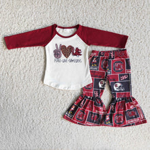 Load image into Gallery viewer, Peace love girls team bell bottom pants set