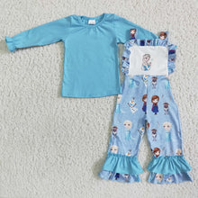 Load image into Gallery viewer, Blue cotton shirt ice overalls girls boutique clothing