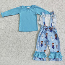 Load image into Gallery viewer, Blue cotton shirt ice overalls girls boutique clothing