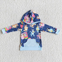 Load image into Gallery viewer, Blue dog long sleeve boy hoodie