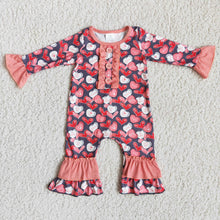 Load image into Gallery viewer, Heart print long sleeve baby girls valentine's romper