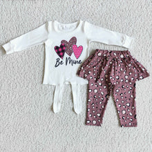 Load image into Gallery viewer, Be mine heart print shirt leopard leggings match skirt girls boutique valentine's outfits