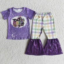 Load image into Gallery viewer, Let's Mardi y'all shirt sequin bell bottom pants girls mardi gras outfits