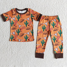Load image into Gallery viewer, Short sleeve cactus boots boy boutique pajamas