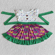 Load image into Gallery viewer, Flutter sleeve belt baby girls mardi gras dresses