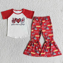 Load image into Gallery viewer, Peace love ragan bell bottom pants girls team clothing set