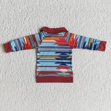 Load image into Gallery viewer, Aztec print long sleeve zipper kids pullover