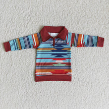 Load image into Gallery viewer, Aztec print long sleeve zipper kids pullover