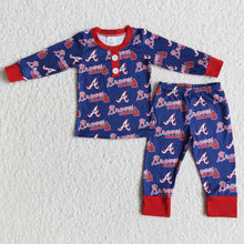Load image into Gallery viewer, Braves print long sleeve boy team pajamas