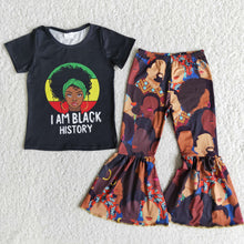 Load image into Gallery viewer, I am black history shirt bell bottom pants girls clothing set