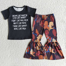Load image into Gallery viewer, Black history letters shirt bell bottom pants girls outfits