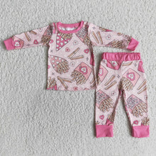 Load image into Gallery viewer, Fries before guys heart print  girls valentine's pajamas