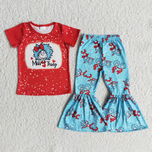 Load image into Gallery viewer, Miss thing red cat bleached shirt bell bottom pants kids girls boutique clothing