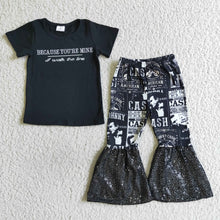 Load image into Gallery viewer, Girl Black Cotton Vinyl Shirt Sequin Pants Singer Outfit