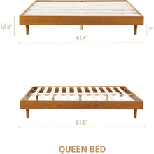 Load image into Gallery viewer, Queen size Mid-Century Modern Platform Bed Frame in Light Wood Finish