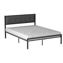 Load image into Gallery viewer, Queen Metal Platform Bed Frame with Gray Button Tufted Upholstered Headboard