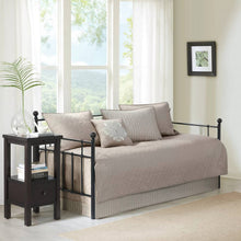 Load image into Gallery viewer, 6-Piece Country Cottage Quilted Khaki Reversible Day Bed Cover Set