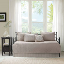 Load image into Gallery viewer, 6-Piece Country Cottage Quilted Khaki Reversible Day Bed Cover Set