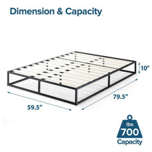 Load image into Gallery viewer, Queen size 10-inch Low Profile Modern Metal Wood Slat Platform Bed Frame