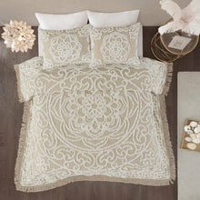 Load image into Gallery viewer, Queen 100-Percent Cotton Chenille Bedspread with Fringe Hem in Khaki Taupe Beige