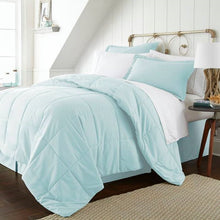 Load image into Gallery viewer, Queen Microfiber 6-Piece Reversible Bed-in-a-Bag Comforter Set in Aqua Blue