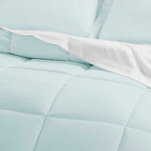 Load image into Gallery viewer, Queen Microfiber 6-Piece Reversible Bed-in-a-Bag Comforter Set in Aqua Blue
