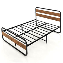 Load image into Gallery viewer, Queen Industrial Wood and Metal Tube Platform Bed with Headboard and Footboard
