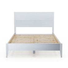 Load image into Gallery viewer, Queen Size Rustic White Mid Century Slatted Platform Bed