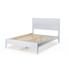 Load image into Gallery viewer, Queen Size Rustic White Mid Century Slatted Platform Bed
