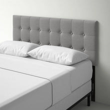 Load image into Gallery viewer, Queen Modern Classic Style Button-Tufted Headboard in Grey Upholstered Fabric