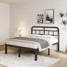 Load image into Gallery viewer, Queen Size Heavy Duty Black Metal Platform Bed Frame with Headboard