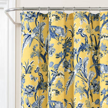 Load image into Gallery viewer, 72-inch Yellow Navy Blue White Exotic Birds Floral Polyester Shower Curtain