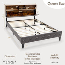 Load image into Gallery viewer, Queen Size Velvet Upholstered Open/Close Storage Headboard Platform Bed