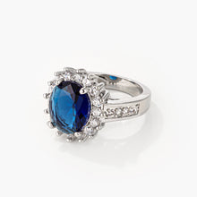 Load image into Gallery viewer, Diana 8ct Sapphire CZ White Gold Rhodium Ring