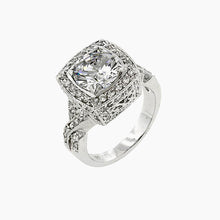 Load image into Gallery viewer, Polly 3.8ct CZ White Gold Rhodium Antique Inspired Ring