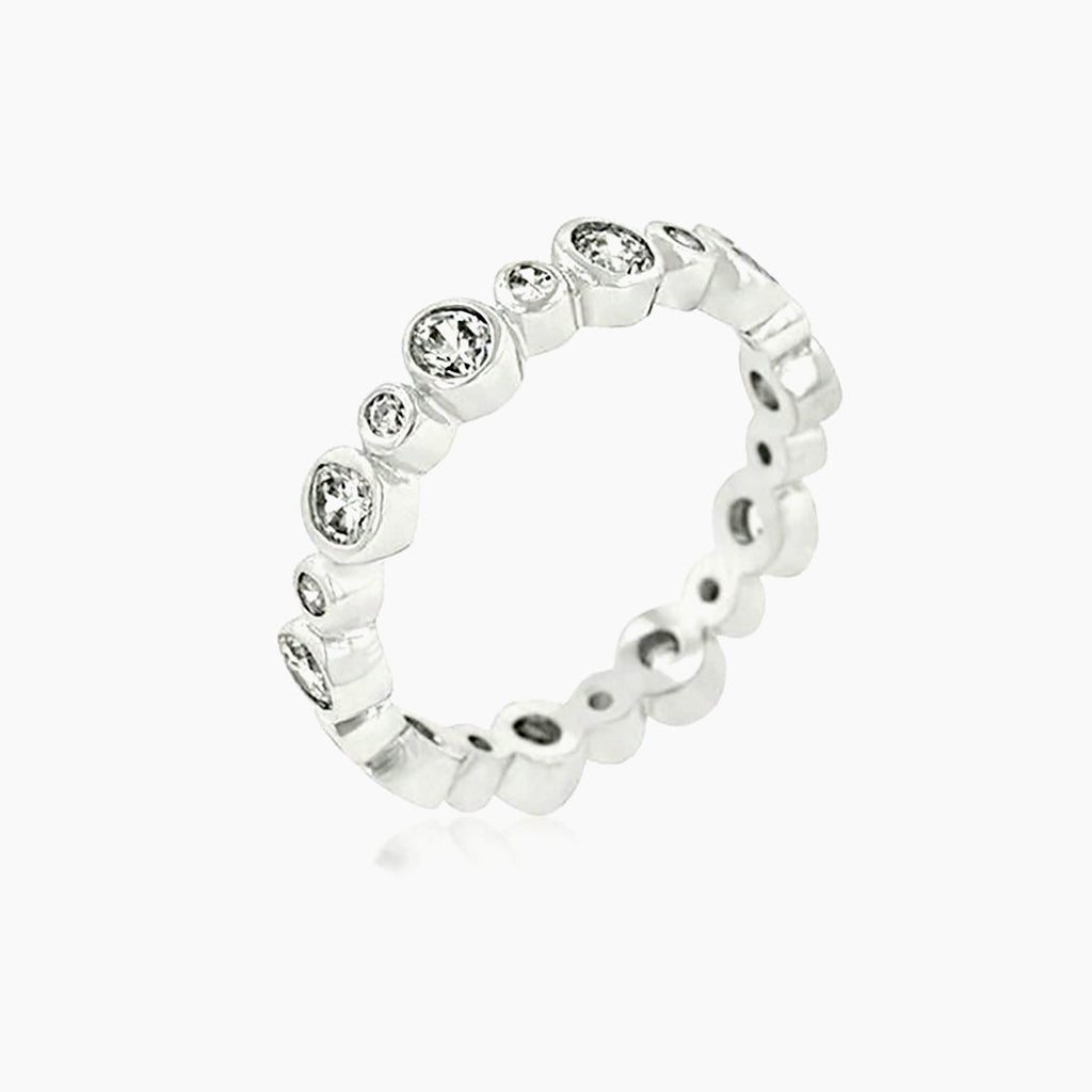 Alternating Bezel Linked Cubic Zirconia Eternity Band