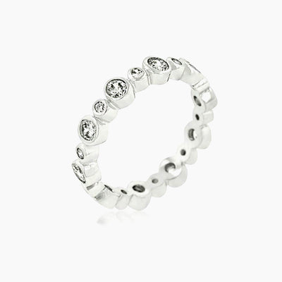 Alternating Bezel Linked Cubic Zirconia Eternity Band