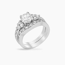Load image into Gallery viewer, Indira 1.5ct CZ White Gold Rhodium Wedding Set