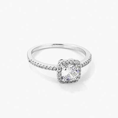 Josephine 2ct CZ White Gold Rhodium Vintage Micro Pave Engagement Ring