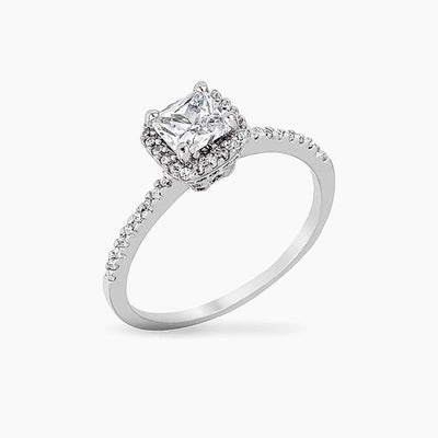 Josephine 2ct CZ White Gold Rhodium Vintage Micro Pave Engagement Ring