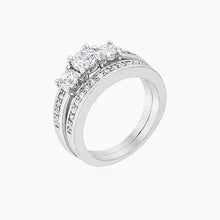 Load image into Gallery viewer, Tira 3.4ct CZ White Gold Rhodium Bridal Ring Set