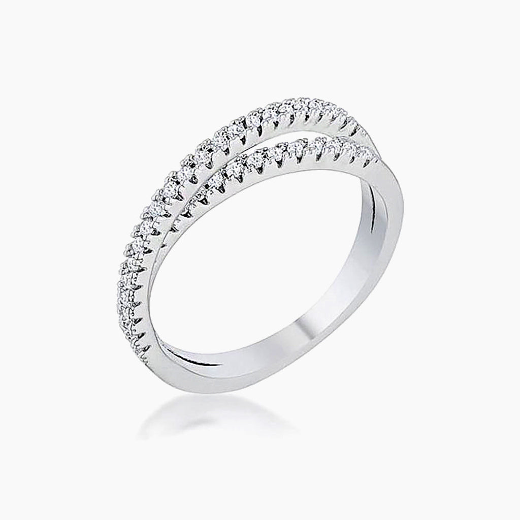 Mara 0.4ct CZ White Gold Rhodium Intertwined Simple Ring