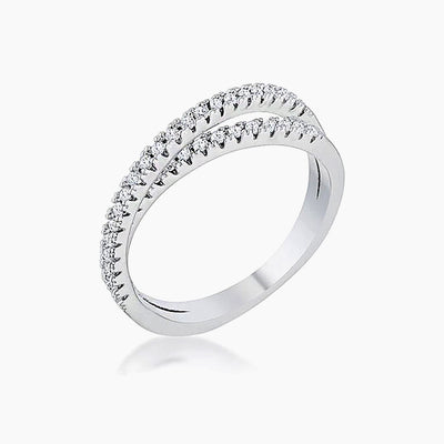 Mara 0.4ct CZ White Gold Rhodium Intertwined Simple Ring