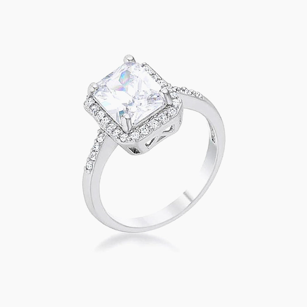 Ariana 2.95ct CZ Rhodium Classic Ring