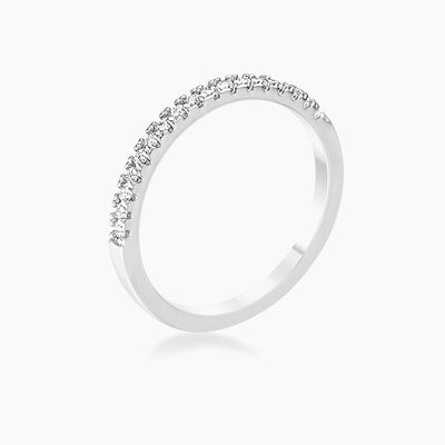 Rina 0.11ct CZ Rhodium Plated Delicate Band Ring