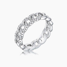 Load image into Gallery viewer, Interlocking Rhodium Chain Design Ring with Cubic Zirconia