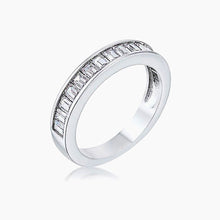 Load image into Gallery viewer, Baguette Cut Cubic Zirconia Rhodium Wedding Band